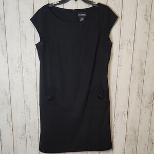 K & Company Black Sheath Dress | Size 14 | Cap Sleeve Work Dress | Knee Length